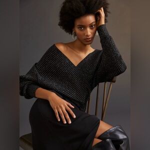 NWOT Anthropologie Shimmer Surplice Pullover